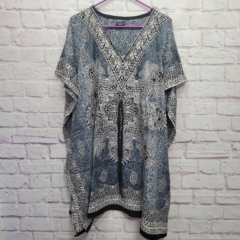 LSI One Size Tunic Top Poncho Coverup Made in India Boho Beach Festival Lightwt‎